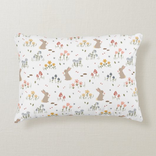 Happy Easter Bunny Wildflowers Schattigee Kinder S Accent Kussen (Voorkant)