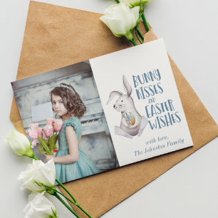 Happy Easter Bunny Wishes Cute Family Foto Feestdagenkaart