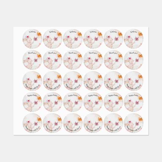 Happy Easter- bunny with butterfly Labels (Vel)