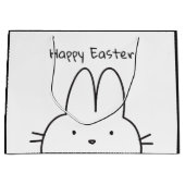 Happy Easter Bunny Zwart en Wit Groot Cadeauzakje (Voorkant)