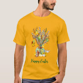 Happy Easter Busy Tree Hanging Chick Egg Bunny Fun T-shirt (Voorkant)