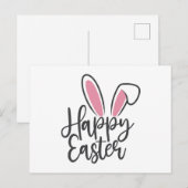 Happy Easter Calligraphy Bunny Ears Sunday Egg Briefkaart (Voorkant / Achterkant)