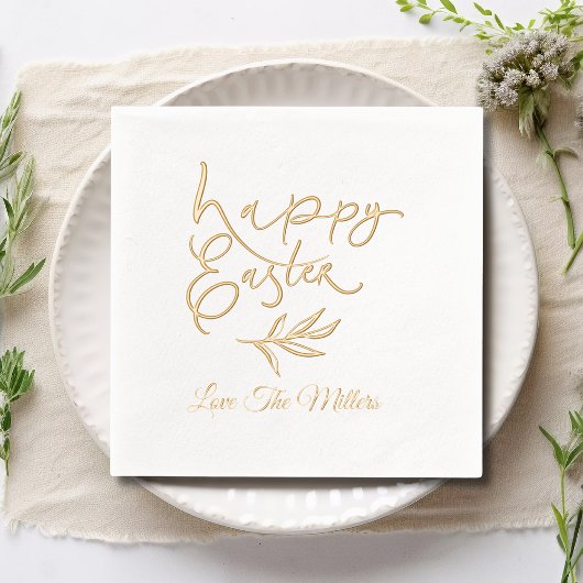Happy Easter Calligraphy Script Persoonlijke naam Folie Servetten