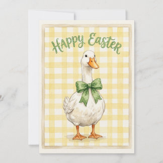 Happy Easter Card With White Duck Feestdagenkaart