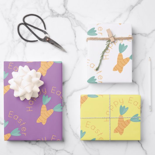 Happy Easter Carrot Bunch Inpakpapier Vel (Voorkant)