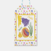 Happy Easter chick, egg, grape hyacinth pattern Cadeaulabel (Voorkant)