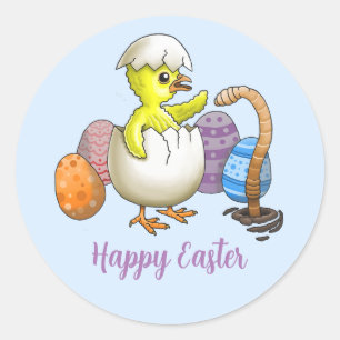 Happy Easter Chick Ronde Sticker