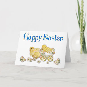 Happy Easter  Chicks and Daisies Art Feestdagen Kaart