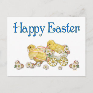 Happy Easter Chicks and Daisies Art Feestdagenkaart