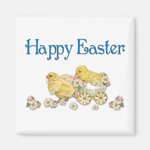 Happy Easter  Chicks and Daisies Art Magneet