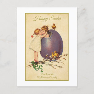 Happy Easter Chicks Egg Boy Girl Feestdagenkaart