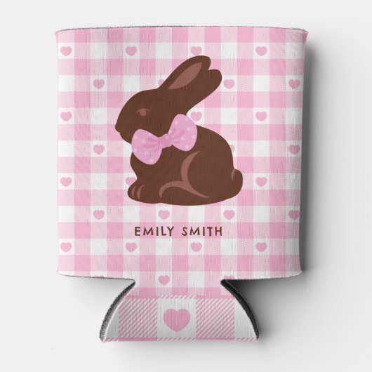 Happy Easter Chocolate Bunny Pink Foam Koelbox Blikjeskoeler (Voorkant)