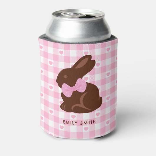 Happy Easter Chocolate Bunny Pink Foam Koelbox Blikjeskoeler (Blikje Achterkant)