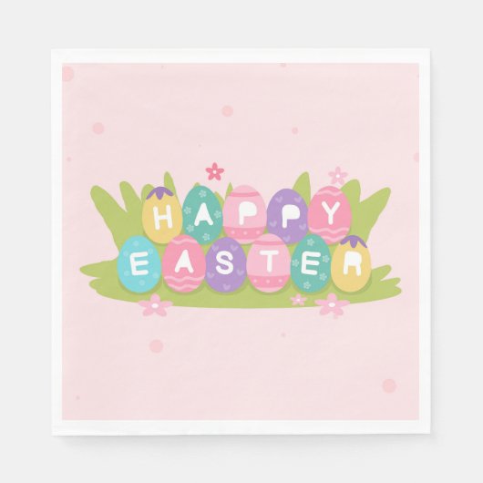 Happy Easter Chocolate Eggs-Kaart Servet (Voorkant)