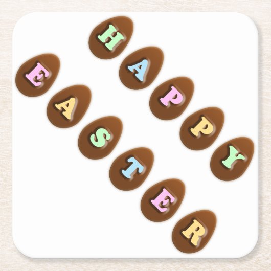 Happy Easter Chocolate Eggs Vierkante Kartonnen Onderzetter (Voorkant)