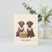 Happy Easter Chocolate Labrador Retriever Honden Briefkaart (Staand voorkant)