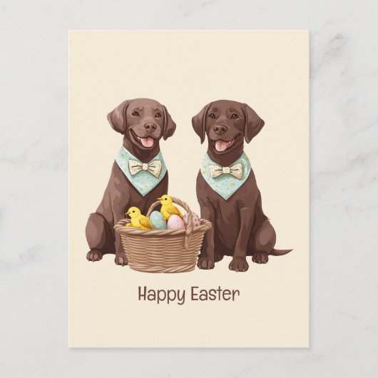 Happy Easter Chocolate Labrador Retriever Honden Briefkaart (Voorkant)