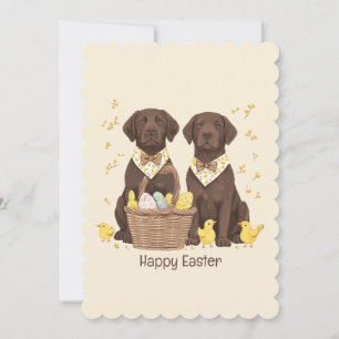 Happy Easter Chocolate Labrador Retriever Honden Feestdagenkaart