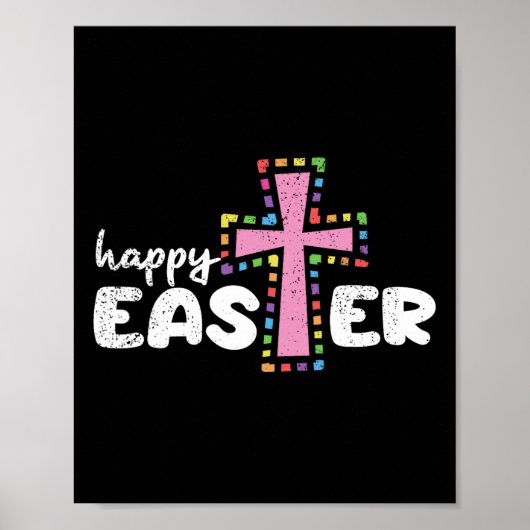 Happy Easter Christelijk Egg Spring Cross Poster (Voorkant)