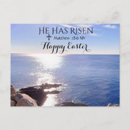 Happy Easter Christus heeft de blauwe oceaanfoto g Briefkaart