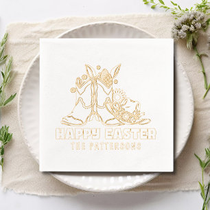 Happy Easter Cowboy Boots Western gepersonaliseerd Folie Servetten