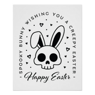 Happy Easter creepy wishes spooky bunny Perfect Poster