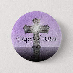 Happy Easter cross Inspirerend lavendel Ronde Button 5,7 Cm