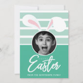"Happy Easter" Custom Photo Easter Bunny Ears Feestdagenkaart (Voorkant)