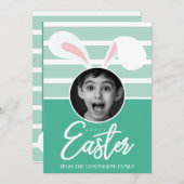 "Happy Easter" Custom Photo Easter Bunny Ears Feestdagenkaart (Voorkant / Achterkant)