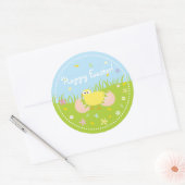 Happy Easter Cute Baby Chick Ronde Sticker (Envelop)