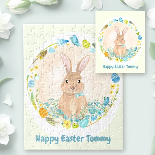 Happy Easter Cute Bunny gepersonaliseerd Legpuzzel