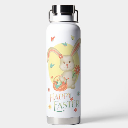 Happy Easter Cute Bunny Gift - Gepersonaliseerd Waterfles (Achterkant)