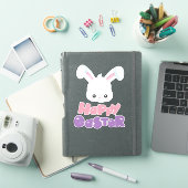Happy Easter, Cute Bunny, White Bunny, Rabbit Sticker (iPad Cover)