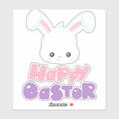 Happy Easter, Cute Bunny, White Bunny, Rabbit Sticker (Vel)