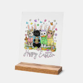 Happy Easter Cute Cat Lover Bunny Easter Day Women (Angle)