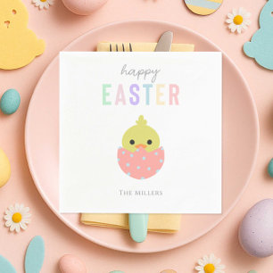 Happy Easter Cute Chick Peep Pastel Typography Servet