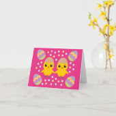 Happy Easter Cute Chicken Kaart (Gele Bloem)