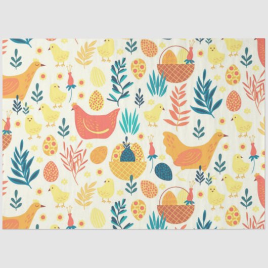 Happy Easter Cute  Chicken Tissuepapier (Voorkant)