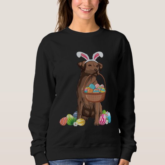 Happy Easter Cute Chocolate Labrador Bunny Dog Ea Trui (Voorkant)