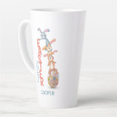 Happy Easter Cute Funny Modern Bunny Rabbit Egg Latte Mok (Linkerhoek)