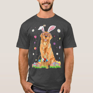 Happy Easter Cute Golden Retriever Bunny Ears Dog T-shirt
