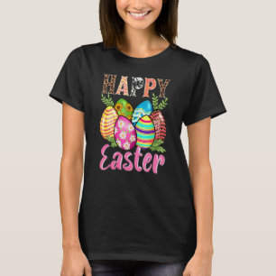 Happy Easter Cute Leopard Floral Easter Egg Hunt B T-shirt