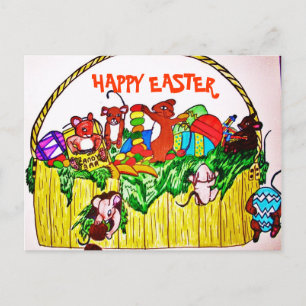 HAPPY EASTER CUTE MICE carte postale