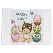 Happy Easter Cute Owl Blue | FEESTDAGEN Groot Cadeauzakje (Achterkant)
