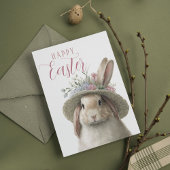 Happy Easter Cute Waterverf Floral Bunny Rabbit Kaart
