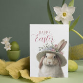 Happy Easter Cute Waterverf Floral Bunny Rabbit Kaart