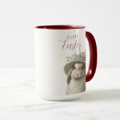 Happy Easter Cute Waterverf Floral Bunny Rabbit Mok (Voorkant rechts)