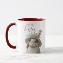 Happy Easter Cute Waterverf Floral Bunny Rabbit