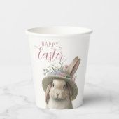 Happy Easter Cute Waterverf Floral Bunny Rabbit Papieren Bekers (Voorkant)