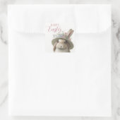 Happy Easter Cute Waterverf Floral Bunny Rabbit Vierkante Sticker (Tas)